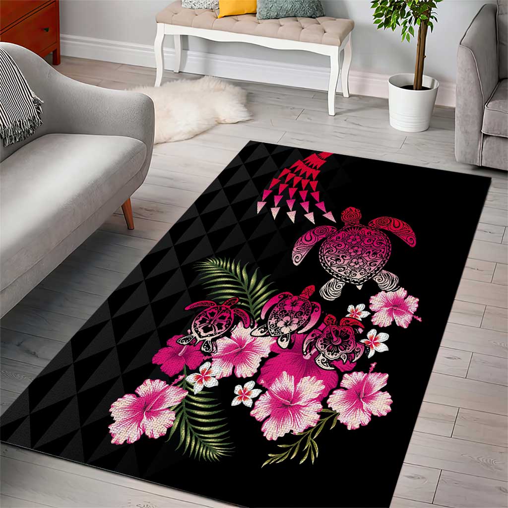 Hawaiian Hibiscus Turtle and Tropical Flower Area Rug Sweet Vibe