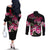Hawaiian Hibiscus Turtle and Tropical Flower Couples Matching Off The Shoulder Long Sleeve Dress and Long Sleeve Button Shirt Sweet Vibe