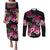 Hawaiian Hibiscus Turtle and Tropical Flower Couples Matching Puletasi and Long Sleeve Button Shirt Sweet Vibe