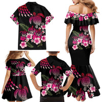 Hawaiian Hibiscus Turtle and Tropical Flower Family Matching Mermaid Dress and Hawaiian Shirt Sweet Vibe LT03 - Polynesian Pride