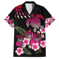 Hawaiian Hibiscus Turtle and Tropical Flower Family Matching Off The Shoulder Long Sleeve Dress and Hawaiian Shirt Sweet Vibe LT03 Dad's Shirt - Short Sleeve Black - Polynesian Pride