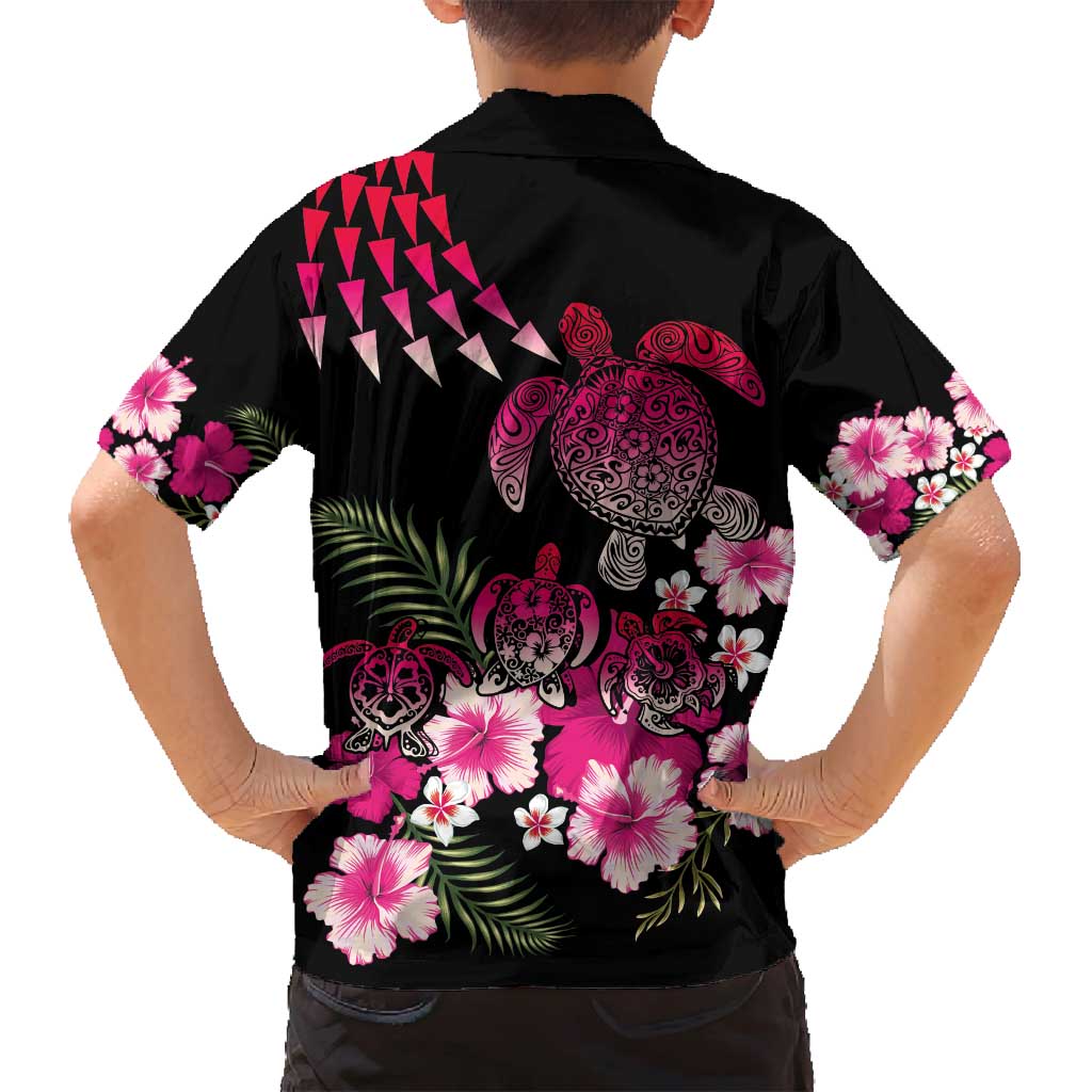 Hawaiian Hibiscus Turtle and Tropical Flower Family Matching Off Shoulder Short Dress and Hawaiian Shirt Sweet Vibe LT03 - Polynesian Pride