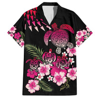 Hawaiian Hibiscus Turtle and Tropical Flower Family Matching Off Shoulder Short Dress and Hawaiian Shirt Sweet Vibe LT03 Dad's Shirt - Short Sleeve Black - Polynesian Pride