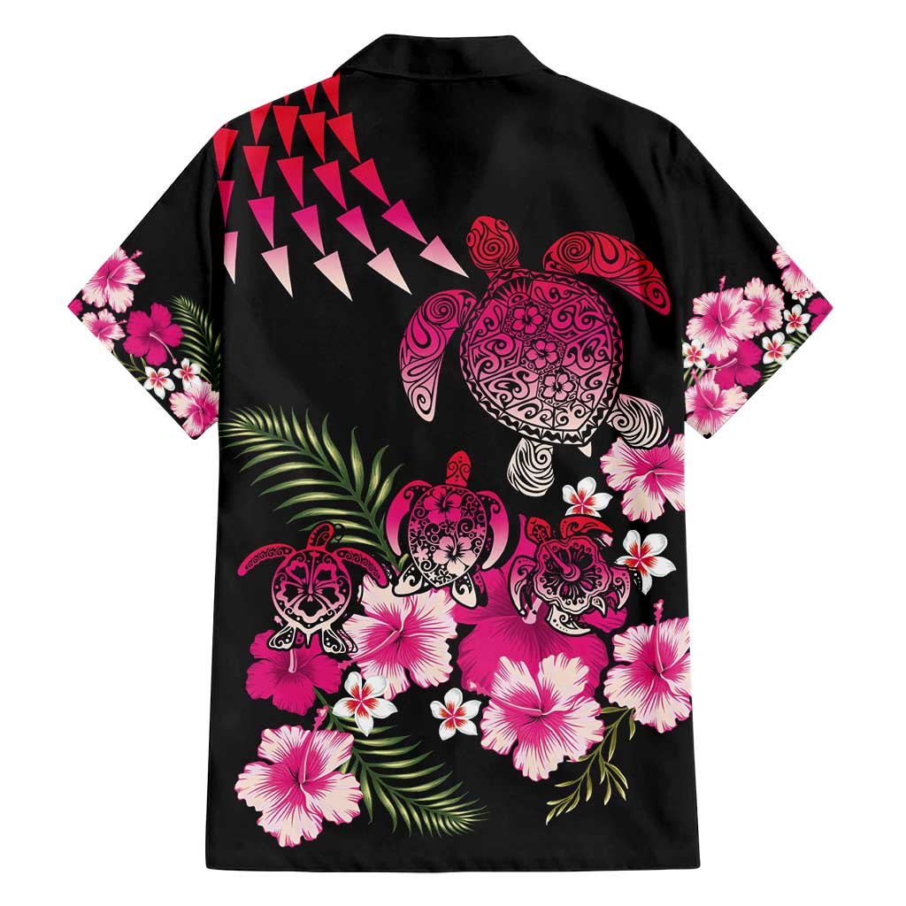Hawaiian Hibiscus Turtle and Tropical Flower Family Matching Off Shoulder Short Dress and Hawaiian Shirt Sweet Vibe LT03 - Polynesian Pride
