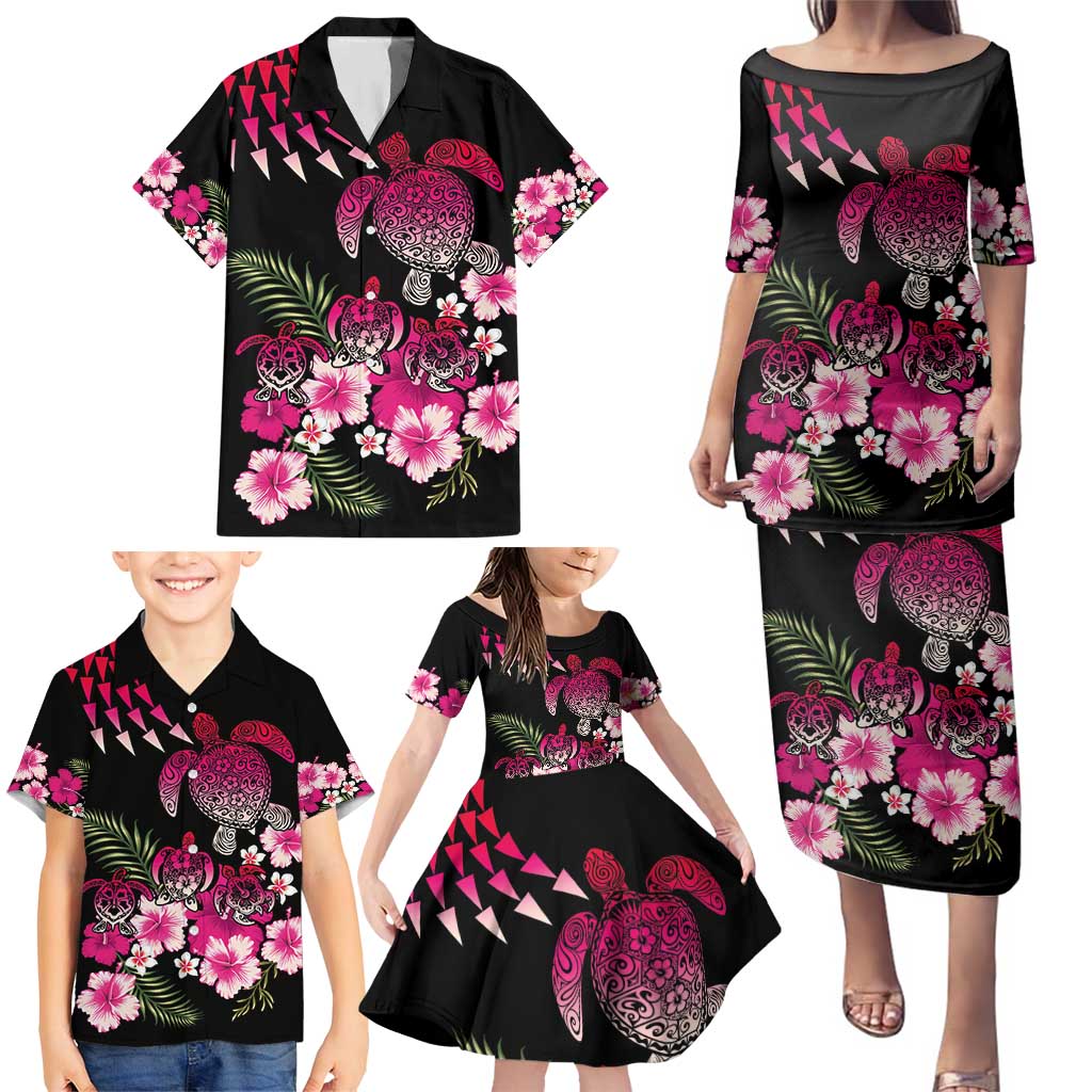 Hawaiian Hibiscus Turtle and Tropical Flower Family Matching Puletasi and Hawaiian Shirt Sweet Vibe LT03 - Polynesian Pride