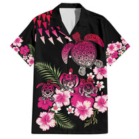 Hawaiian Hibiscus Turtle and Tropical Flower Family Matching Short Sleeve Bodycon Dress and Hawaiian Shirt Sweet Vibe LT03 Dad's Shirt - Short Sleeve Black - Polynesian Pride