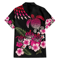 Hawaiian Hibiscus Turtle and Tropical Flower Family Matching Short Sleeve Bodycon Dress and Hawaiian Shirt Sweet Vibe LT03 - Polynesian Pride