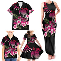 Hawaiian Hibiscus Turtle and Tropical Flower Family Matching Tank Maxi Dress and Hawaiian Shirt Sweet Vibe LT03 - Polynesian Pride