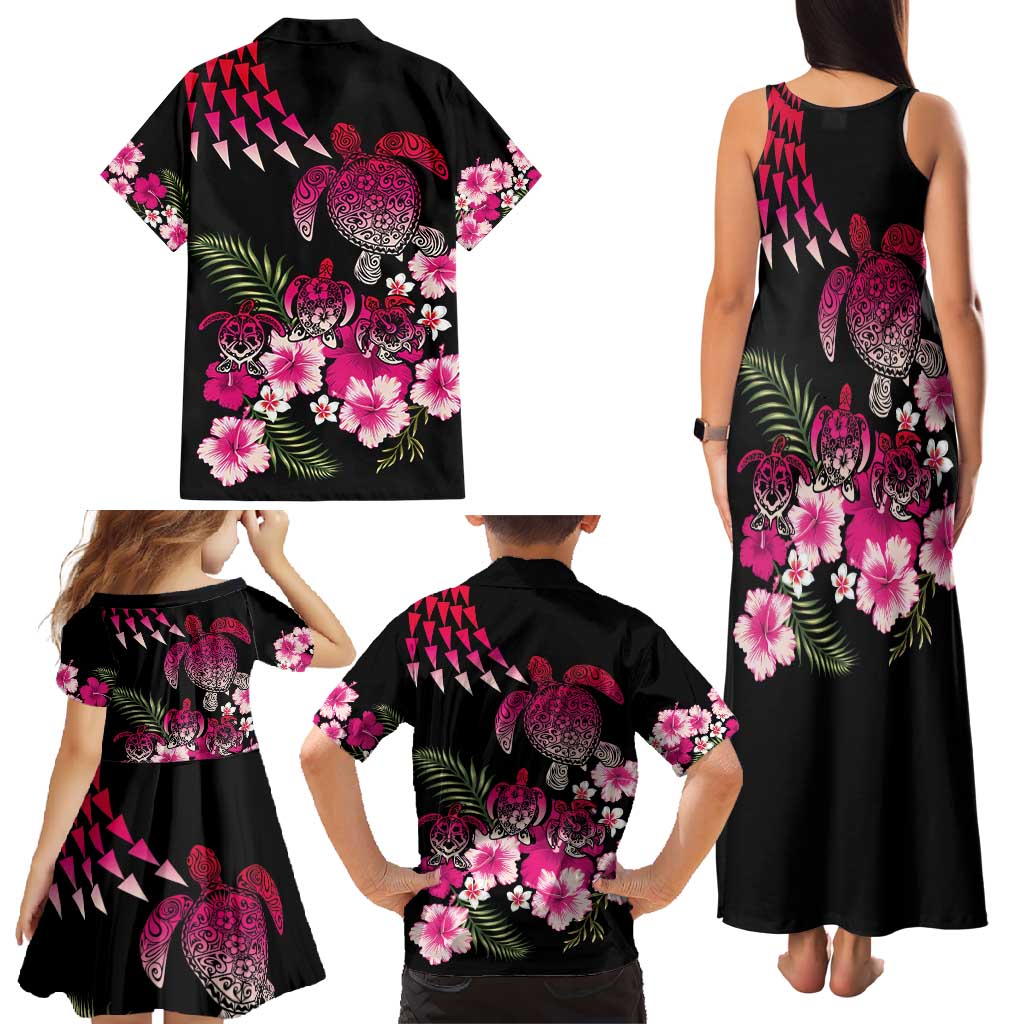 Hawaiian Hibiscus Turtle and Tropical Flower Family Matching Tank Maxi Dress and Hawaiian Shirt Sweet Vibe LT03 - Polynesian Pride