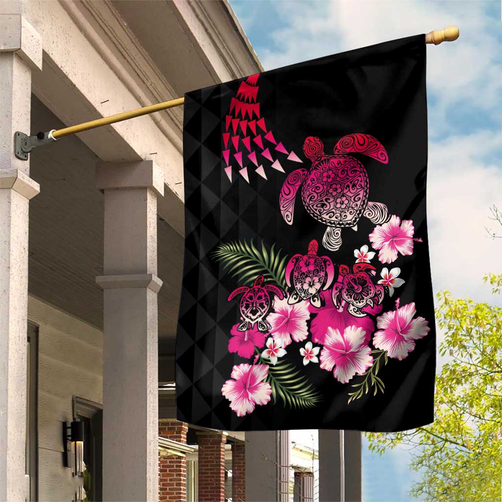 Hawaiian Hibiscus Turtle and Tropical Flower Garden Flag Sweet Vibe LT03 House Flag Black - Polynesian Pride