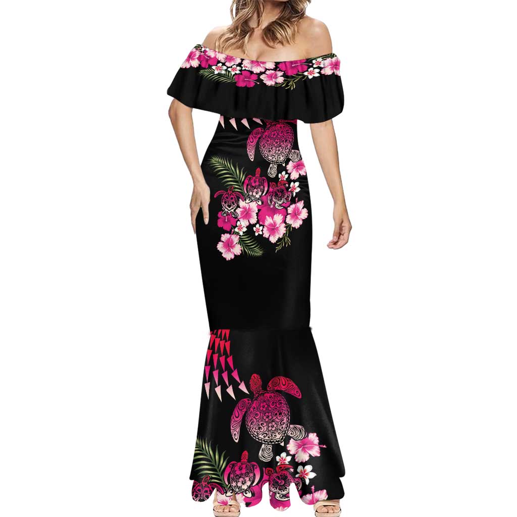 Hawaiian Hibiscus Turtle and Tropical Flower Mermaid Dress Sweet Vibe