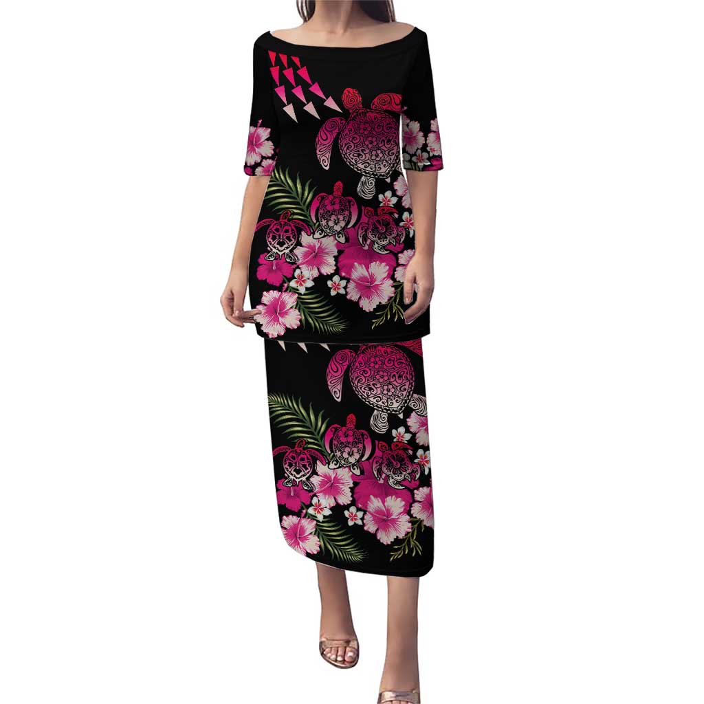 Hawaiian Hibiscus Turtle and Tropical Flower Puletasi Sweet Vibe