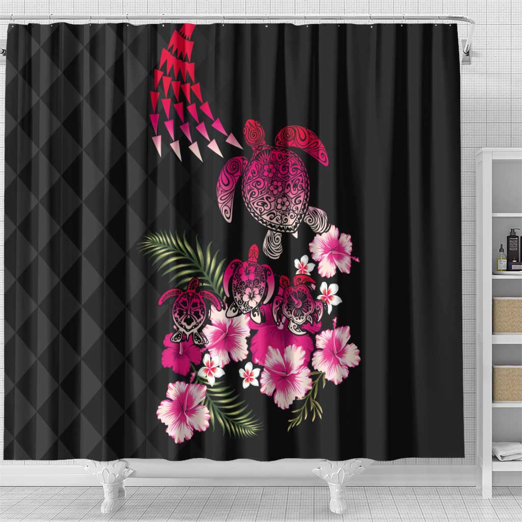 Hawaiian Hibiscus Turtle and Tropical Flower Shower Curtain Sweet Vibe