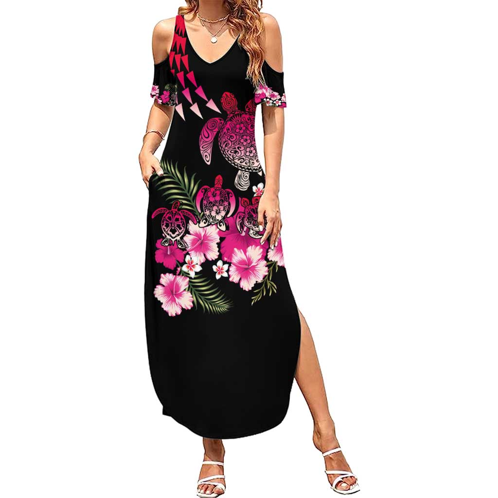 Hawaiian Hibiscus Turtle and Tropical Flower Summer Maxi Dress Sweet Vibe