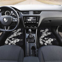 Hawaiian-Polynesian Art Tattoo Car Mats Hibiscus and Plumeria Grayscale