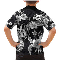 Hawaiian-Polynesian Art Tattoo Family Matching Mermaid Dress and Hawaiian Shirt Hibiscus and Plumeria Grayscale LT03 - Polynesian Pride