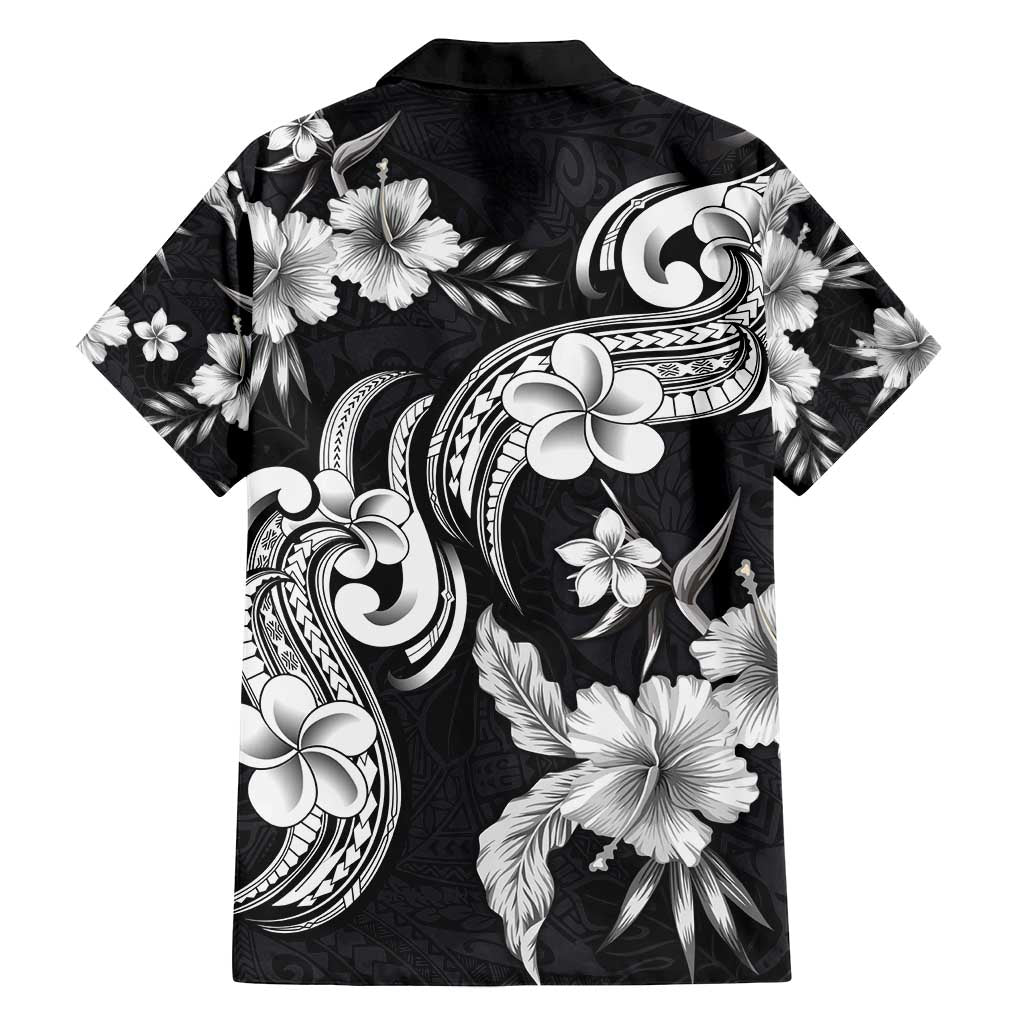 Hawaiian-Polynesian Art Tattoo Family Matching Tank Maxi Dress and Hawaiian Shirt Hibiscus and Plumeria Grayscale LT03 - Polynesian Pride