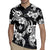 Hawaiian-Polynesian Art Tattoo Rugby Jersey Hibiscus and Plumeria Grayscale