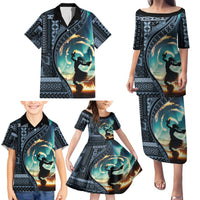 Samoan Siapo Motif and Siva Afi Dance Family Matching Puletasi and Hawaiian Shirt LT03 - Polynesian Pride