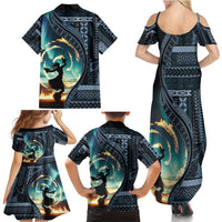 Samoan Siapo Motif and Siva Afi Dance Family Matching Summer Maxi Dress and Hawaiian Shirt LT03 - Polynesian Pride