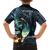 Samoan Siapo Motif and Siva Afi Dance Family Matching Tank Maxi Dress and Hawaiian Shirt LT03 - Polynesian Pride