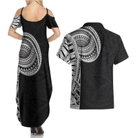 Samoan Art Tattoo Polynesian Pattern Couples Matching Summer Maxi Dress and Hawaiian Shirt LT03 - Polynesian Pride