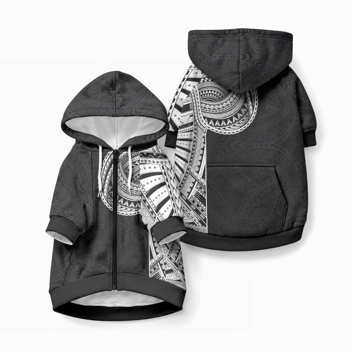 Samoan Art Tattoo Polynesian Pattern Pet Hoodie LT03 Zip-up Black - Polynesian Pride