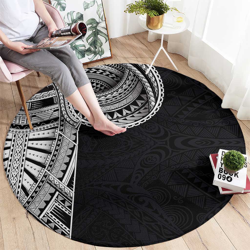 Samoan Art Tattoo Polynesian Pattern Round Carpet