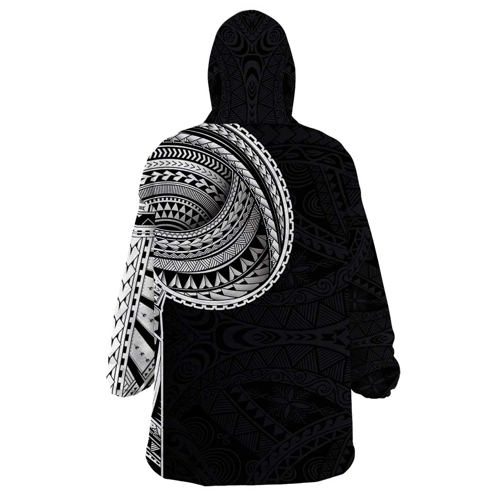 Samoan Art Tattoo Polynesian Pattern Wearable Blanket Hoodie