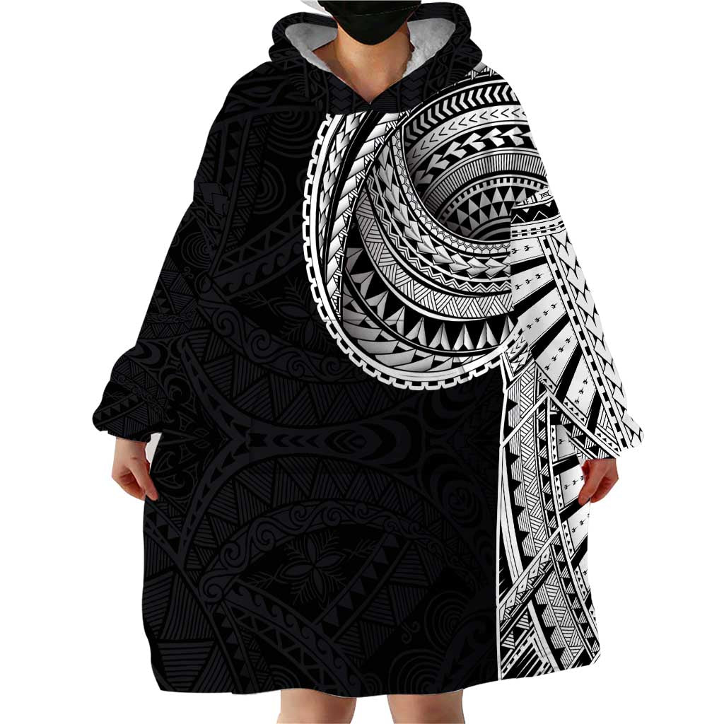 Samoan Art Tattoo Polynesian Pattern Wearable Blanket Hoodie
