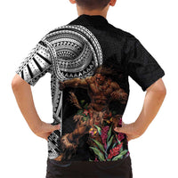 Samoan Warrior Art Tattoo Family Matching Long Sleeve Bodycon Dress and Hawaiian Shirt Polynesian Pattern and Teuila LT03 - Polynesian Pride