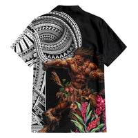 Samoan Warrior Art Tattoo Family Matching Off Shoulder Maxi Dress and Hawaiian Shirt Polynesian Pattern and Teuila