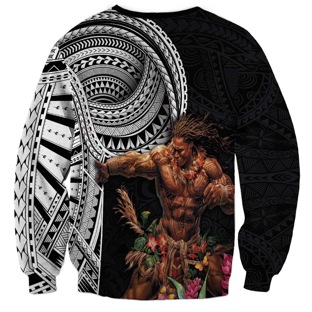 Samoan Warrior Art Tattoo Sweatshirt Polynesian Pattern and Teuila