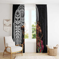 Samoan Warrior Art Tattoo Window Curtain Polynesian Pattern and Teuila