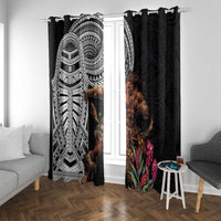 Samoan Warrior Art Tattoo Window Curtain Polynesian Pattern and Teuila