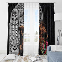 Samoan Warrior Art Tattoo Window Curtain Polynesian Pattern and Teuila