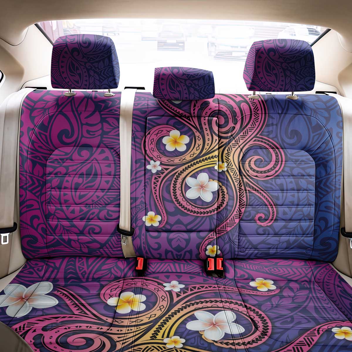 Hawaiian Octopus Tattoo and Frangipani Back Car Seat Cover
