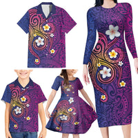 Hawaiian Octopus Tattoo and Frangipani Family Matching Long Sleeve Bodycon Dress and Hawaiian Shirt LT03 - Polynesian Pride