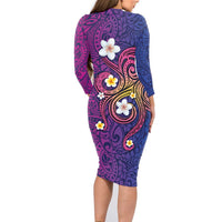 Hawaiian Octopus Tattoo and Frangipani Family Matching Long Sleeve Bodycon Dress and Hawaiian Shirt LT03 - Polynesian Pride