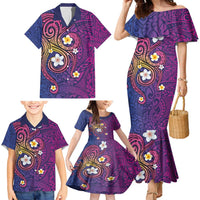 Hawaiian Octopus Tattoo and Frangipani Family Matching Mermaid Dress and Hawaiian Shirt LT03 - Polynesian Pride