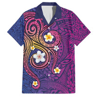 Hawaiian Octopus Tattoo and Frangipani Family Matching Off The Shoulder Long Sleeve Dress and Hawaiian Shirt LT03 Dad's Shirt - Short Sleeve Purple - Polynesian Pride
