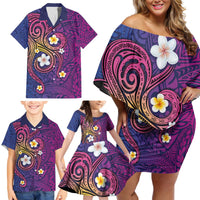 Hawaiian Octopus Tattoo and Frangipani Family Matching Off Shoulder Short Dress and Hawaiian Shirt LT03 - Polynesian Pride