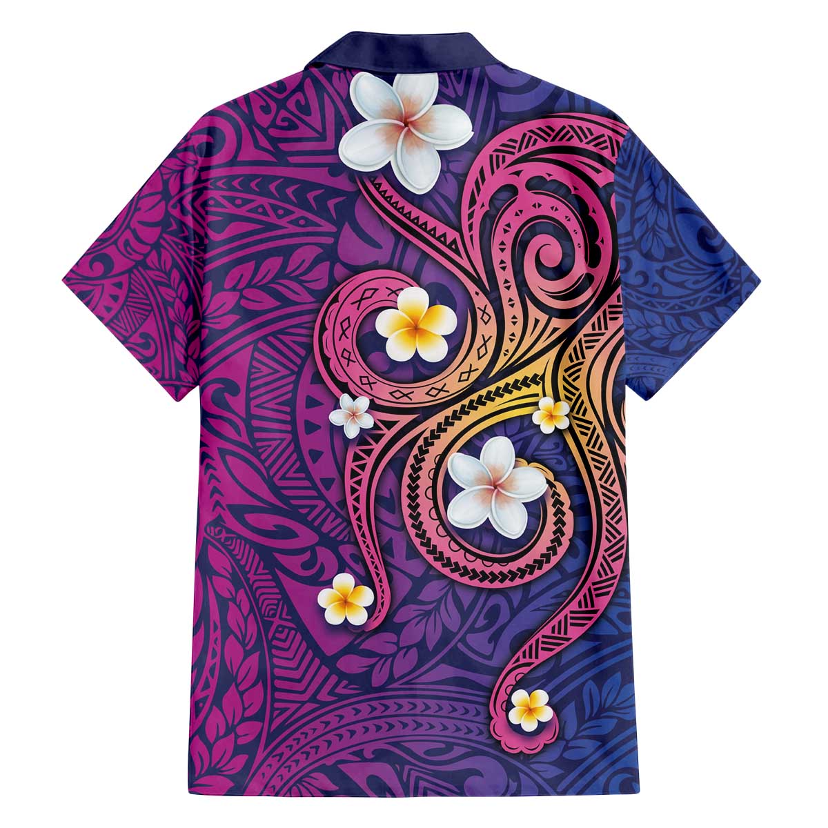 Hawaiian Octopus Tattoo and Frangipani Family Matching Off Shoulder Short Dress and Hawaiian Shirt LT03 - Polynesian Pride