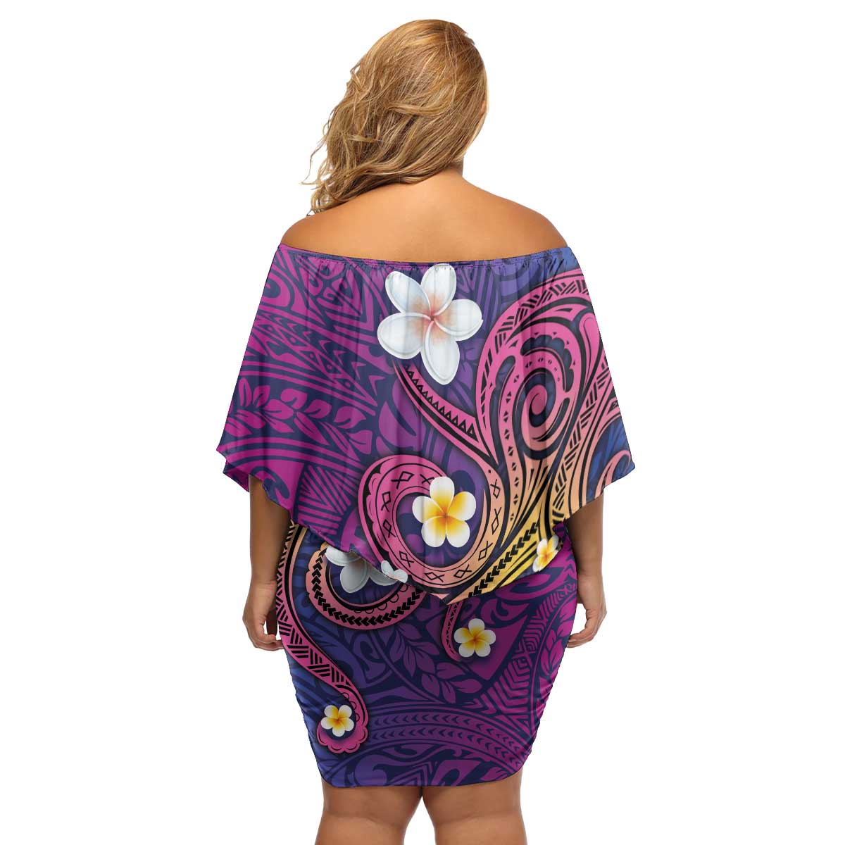 Hawaiian Octopus Tattoo and Frangipani Family Matching Off Shoulder Short Dress and Hawaiian Shirt LT03 - Polynesian Pride