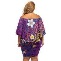 Hawaiian Octopus Tattoo and Frangipani Family Matching Off Shoulder Short Dress and Hawaiian Shirt LT03 - Polynesian Pride