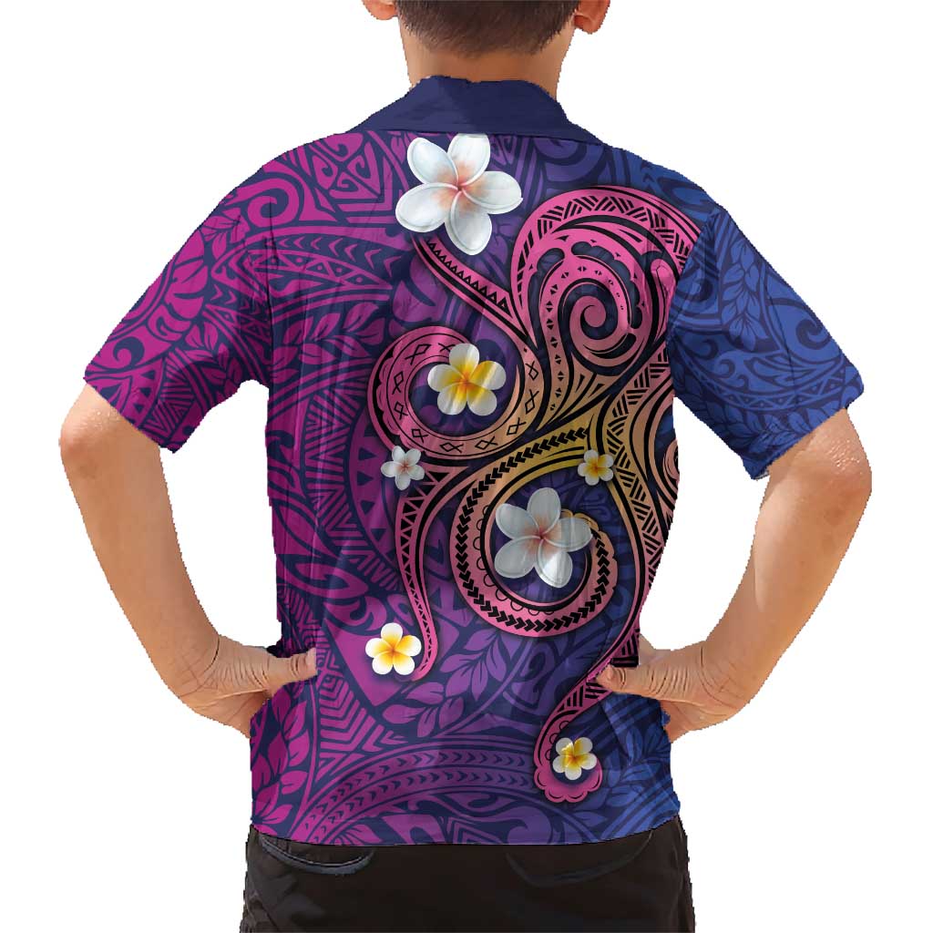 Hawaiian Octopus Tattoo and Frangipani Family Matching Short Sleeve Bodycon Dress and Hawaiian Shirt LT03 - Polynesian Pride