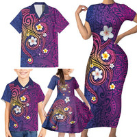 Hawaiian Octopus Tattoo and Frangipani Family Matching Short Sleeve Bodycon Dress and Hawaiian Shirt LT03 - Polynesian Pride