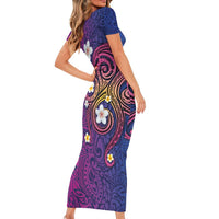 Hawaiian Octopus Tattoo and Frangipani Family Matching Short Sleeve Bodycon Dress and Hawaiian Shirt LT03 - Polynesian Pride