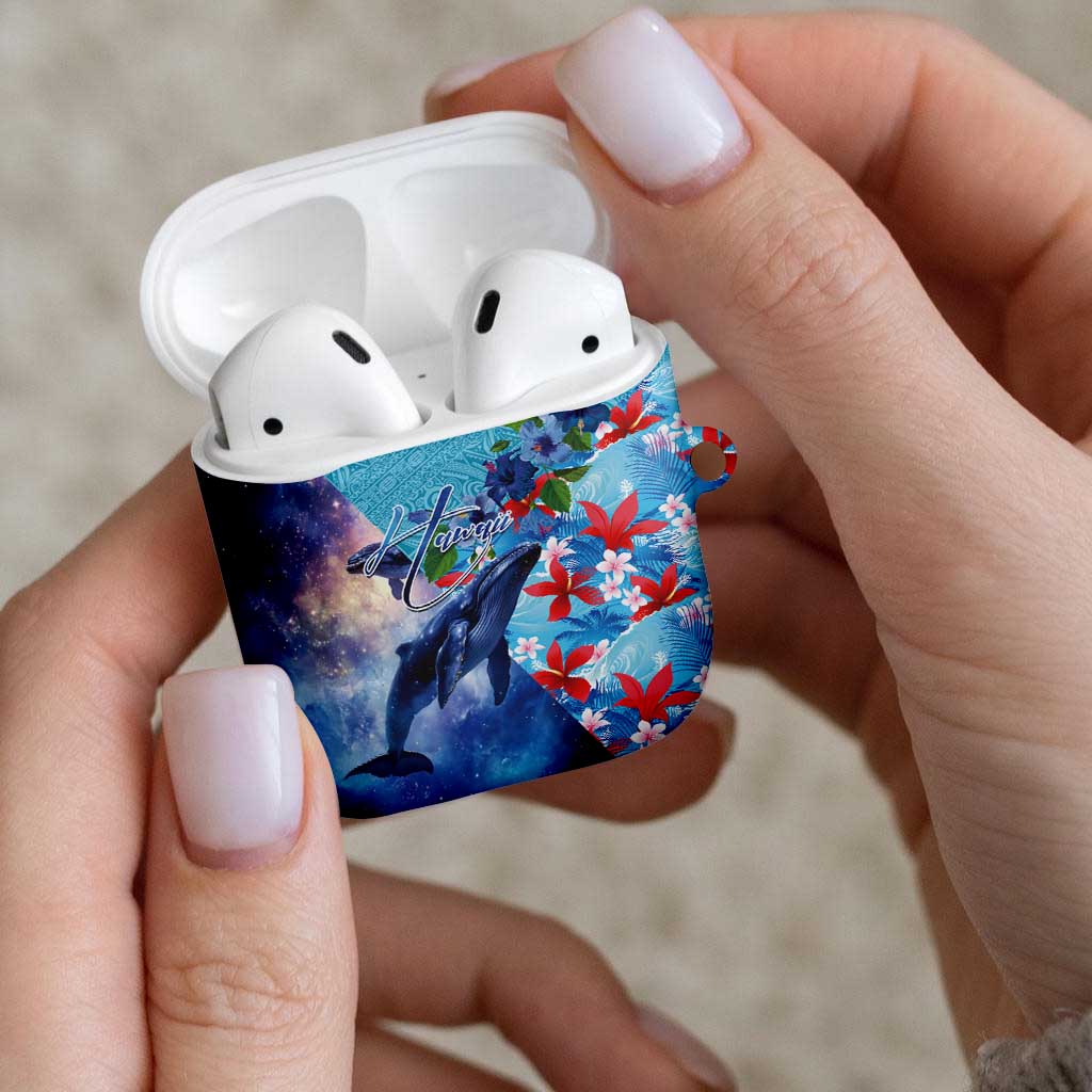 Hawaii Aloha Whales AirPods Case Hibiscus and Whales with Polynesian Pattern - Polynesian Pride