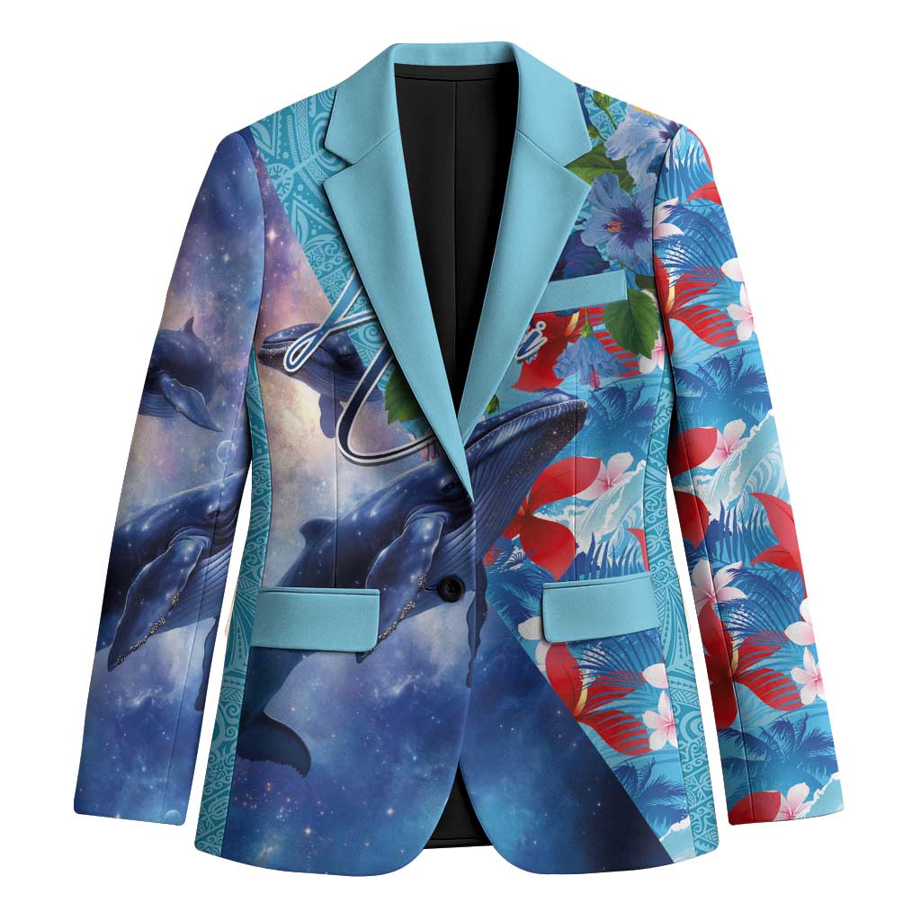 Hawaii Aloha Whales Blazer Hibiscus and Whales with Polynesian Pattern - Polynesian Pride